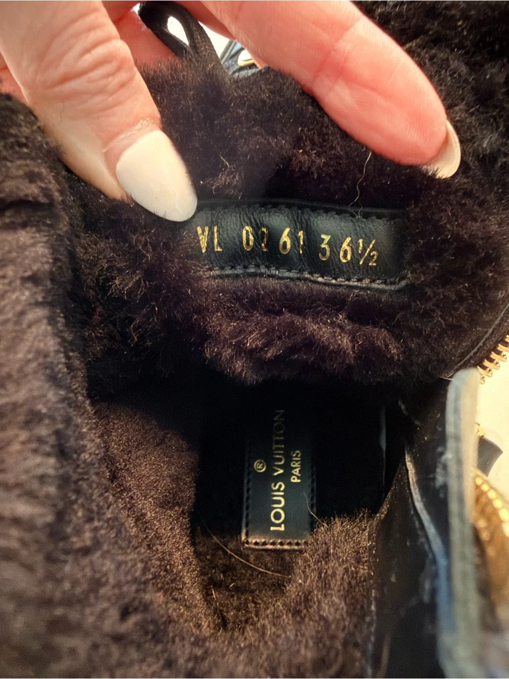 Black Suede Monogram Louis Vuitton High-Top Sneakers with Fur Inside